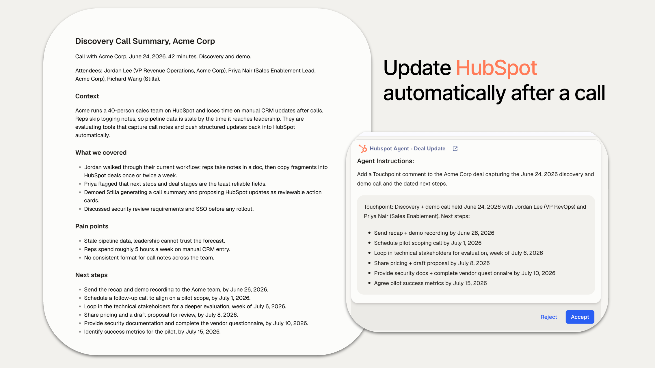 Ask and update HubSpot from anywhere